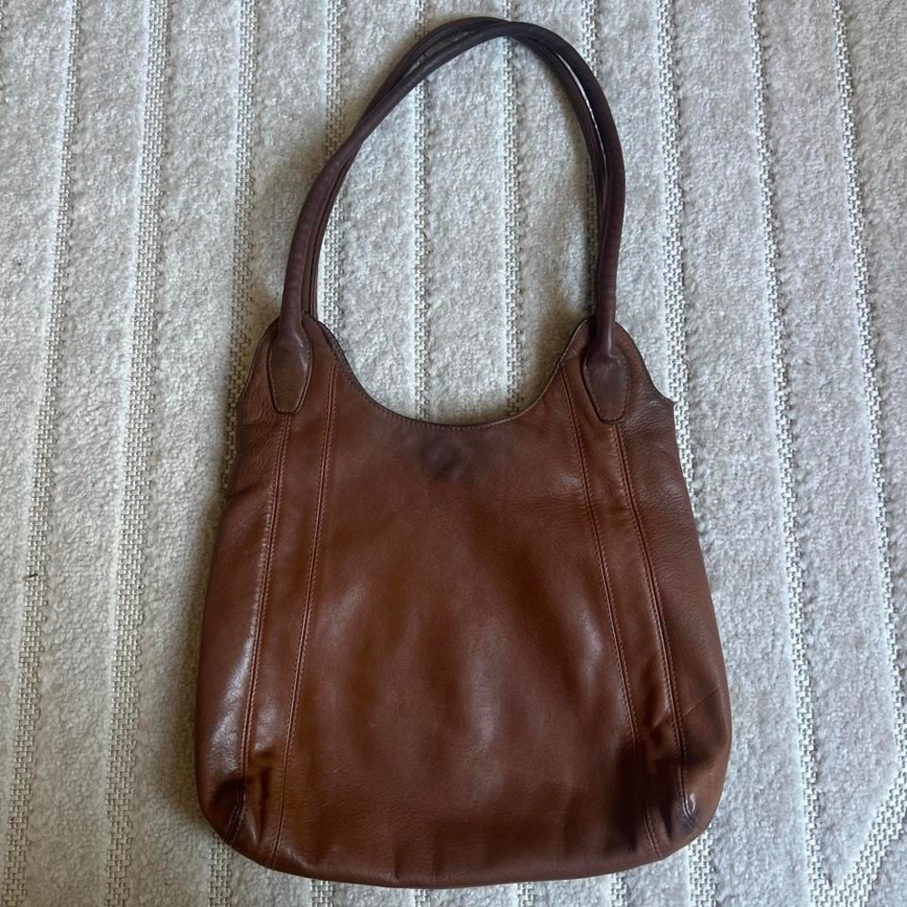 Ceeklein Brown leather handbag boho preppy retro party summer